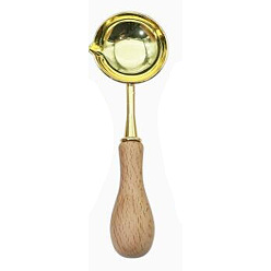 Rauchig Messing wachs klebt schmelzlöffel, mit Holzgriff, rauchig, 10.35x3.5x1.95 cm
