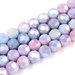 Лиловый Антикоррозийные гальванические стеклянные бусины, имитация драгоценных камней, круглые, с покрытием AB цвета, граненый(32 граненый), сирень, 5.8~6.1x5.8 мм, отверстие : 1 мм, около 70~71 шт / нитка, 15.55~15.75'' (39.5~40 см)