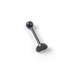 Черный 316l нержавеющая сталь сердце прямая штанга пирсинг языка кольца для женщин мужчин, чёрные, 22.05x6.53 мм