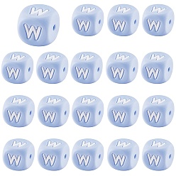 Letter T 20Pcs Blue Cube Letter Silicone Beads 12x12x12mm Square Dice Alphabet Beads with 2mm Hole Spacer Loose Letter Beads for Bracelet Necklace Jewelry Making, Letter.T, 12mm, Hole: 2mm