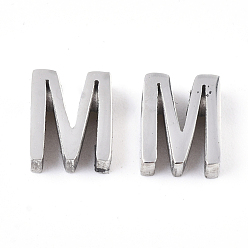 Letter M Anlaufgeschützt 201 Charms aus Edelstahl, Edelstahl Farbe, letter.m, 8x6.5x3 mm, Bohrung: 1.6 mm