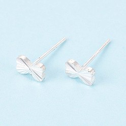 Серебро 925 серьги-гвоздики из стерлингового серебра с бантом, серебряные, 4x6 мм