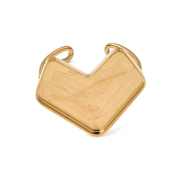 Real 18K Gold Plated Heart 304 Stainless Steel Open Cuff Bangle Makings with Bezel Tray, Ion Plating(IP), Long-Lasting Plated, Real 18K Gold Plated, Inner Diameter: 0.79 inch(2cm), Tray: 18x21mm