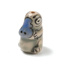 Duck Handmade Porcelain Beads, Animal Theme, Hand Painted, Famille Rose Porcelain, Cornflower Blue, Duck, 22x17x13mm, Hole: 1.4~1.8mm