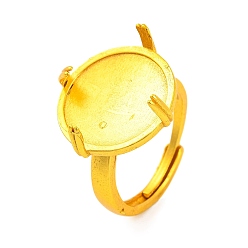 Золотой Латунные регулируемые компоненты кольцо, 4 настройки кольца зубца когтя, без свинца и без кадмия, круглые, золотые, лоток : 18 мм, внутренний диаметр: 19 мм