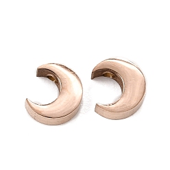 Rose Gold 304 Stainless Steel Beads, Moon, Rose Gold, 8x7x2.8mm, Hole: 1.6mm