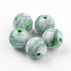 Зеленый Бисера треск акриловые, бусы из искусственного камня, круглые, зелёные, 11~11.5 мм, Отверстие : 2 мм , около 520 шт / 500 г