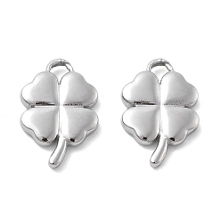 Нержавеющая Сталь Цвет 304 подвески из нержавеющей стали, клевер очарование, анти-тускнение, цвет нержавеющей стали, 16.5x11x2 мм, отверстие : 1.8 мм