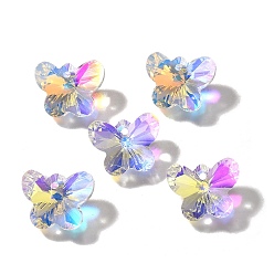 Прозрачный АВ Стеклянные подвески, бабочка, AB цвет, граненые, ясно AB, 14.5x18x9 мм, отверстие : 1.6 мм