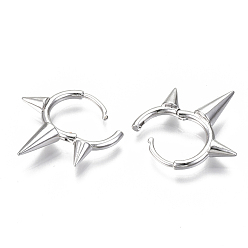 Платинированный Латунные английском замке Серьги-кольца, без никеля , конус, Реальная платина, 23x23x4.5 мм, штифты : 1x1 мм