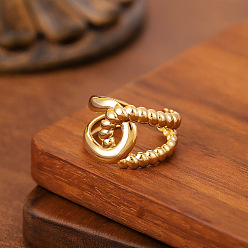 Золотой 304 открытые кольца манжеты из нержавеющей стали, крестик, золотые, 20 мм