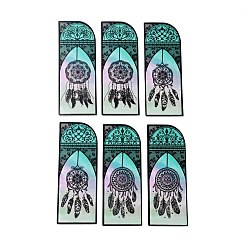 Turquoise 6Pcs 3 Styles Transparent PVC Woven Net/Web with Feather Bookmark, for Reading, Stationery Supplies, Rectangle, Turquoise, 12x4.5x0.02cm, 2pcs/style
