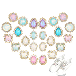 (52) Непрозрачная лаванда 24 шт. 12 стили пластиковые зажимы для пряжек для шнурков, со стразами из сплава и смолы, разноцветные, 17~20 мм, 2 шт / стиль