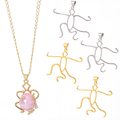 Платиновый & Золотой 4шт. 2 цвета латунные подвески с кабошоном, человек, платиной и золотом, 48x46 мм, отверстие : 3.5 мм, 2 шт / цвет