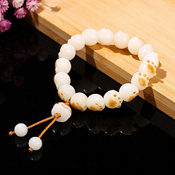 Дерево Браслеты с подвесками из натуральных круглых бусин бодхи, отпечаток лапы, внутренний диаметр: 2-1/8 дюйм (5.5 см)