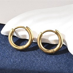 Настоящее золото 18K Ионное покрытие (ip) 304 серьги-кольца из нержавеющей стали, серьги Huggie с ручной полировкой, реальный 18 k позолоченный, 12 датчик, 12x2 мм, штифт: 0.8 мм (± 0.1 мм), внутренний диаметр: 8 мм
