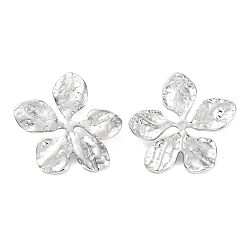 Нержавеющая Сталь Цвет Не тускнеют 304 серьги-гвоздики из нержавеющей стали, цветок, цвет нержавеющей стали, 40x39.5 мм