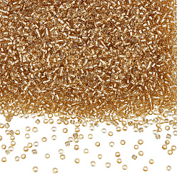 Verge D'or Pâle 100g de perles de rocaille en verre, trou rond argenté, rond petites perles, verge d'or pale, 2mm, Trou: 1mm