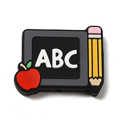 Другие Пищевые экологически чистые силиконовые фокусные шарики, изготовление ожерелий diy, классная доска, 24x31x6.5 мм, отверстие : 2 мм