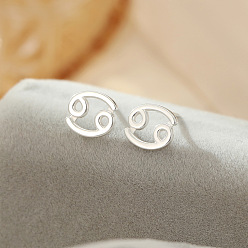 Рак 925 стерлингового серебра серьги стержня, серебряные, рак, 10x10 мм