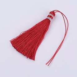 Красный Нейлоновая нить кисточкой большие украшения кулон, красные, 100x10 мм