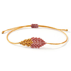 Бледно-фиолетовый Красный Браслеты ручной работы из вощеного шнура, плетеные для женщин., лист, бледно-фиолетовый красный, 11.02 дюйм (28 см)