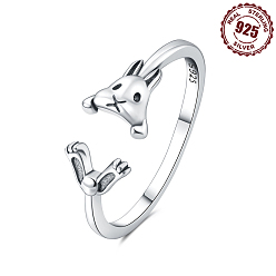Кролик 925 регулируемые открытые манжеты из стерлингового серебра, с кубического циркония, кролик, внутренний диаметр: 18 мм