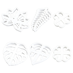 White 6Pcs 6 Style PP Plastic Cookie Cutters, Leaf-shaped, Plant Series, White, 55~106x55~94mm, 1pc/style