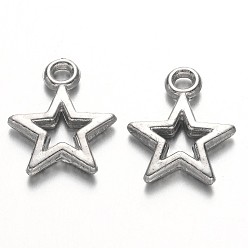 Platinum CCB Plastic Star Charms, Platinum, 12.5x10x2mm, Hole: 1.5mm
