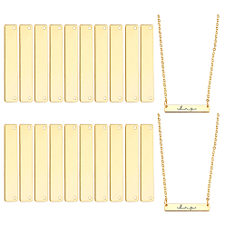 Golden Brass Pendants, Rectangle, Real 18K Gold Plated, 6x35x0.8mm, Hole: 1mm, 20pcs/box
