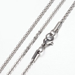 Stainless Steel Color Tarnish Resistant 304 Stainless Steel Chain Necklaces, with Lobster Claw Clasps, Stainless Steel Color, 19.5 inch~20 inch(49.5~50.8cm), 2.1mm