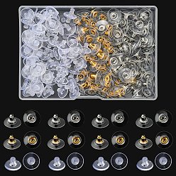 Платиновый & Золотой 200шт 3 латунные и пластиковые ушные гайки, клатч серьги сзади, для стабилизации тяжелых серег, платиной и золотом, 10~11x10~11x6~7 мм, отверстие : 0.8~1 мм