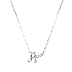 Letter A 304 ожерелья с подвесками из нержавеющей стали и стразами, цвет нержавеющей стали, буква a, 17.72 дюйм (45 см)