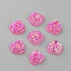 Темно-Розовый Акриловый кабошоны, с покрытием AB цвета, роза, темно-розовыми, 15x14x5 мм