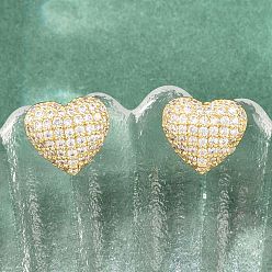 Real 18K Gold Plated Brass Micro Pave Clear Cubic Zirconia Stud Earrings, Pave Cluster Earring, Lead Free & Cadmium Free, Long-Lasting Plated, Rack Plating, Real 18K Gold Plated, 10.5x12mm