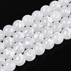 Снежный Выпечка краска бисер пряди, круглые, снег, 8~8.5 мм, отверстие : 1~1.2 мм, около 105~106 шт / нитка, 30.71~31.10 дюйм (78~79 см)