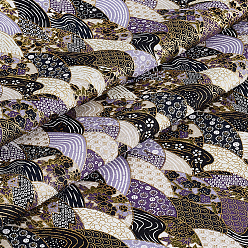 Лиловый Хлопчатобумажная ткань в японском стиле, аксессуары, узор из рыбьей чешуи веером, прямоугольные, сирень, 1500x0.4 мм