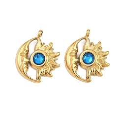 Монтана 304 из нержавеющей стали горный хрусталь подвески, подвески-камни со звездами и луной, сентябрь, ионное покрытие (ip), золотые, Монтана, 19.5x16x3.5 мм, отверстие : 1.6 мм