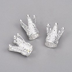 Silver Alloy Beads, Crown, Silver, 13x11~12mm, Hole: 2.5mm