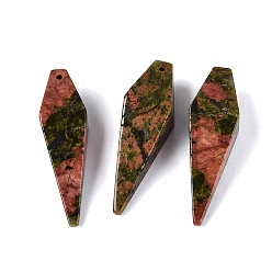 Unakite Natural Unakite Pendants, Arrowhead Charms, 42~44x12~13.5x12~13.5mm, Hole: 1.2~1.6mm