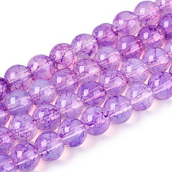 Средняя Орхидея Выпечки нарисованных стеклянных бусин прядей, имитация Opalite, круглые, средне орхидеи, 8 мм, отверстие : 1.3~1.6 мм, около 100 шт / нитка, 31.4 дюйм