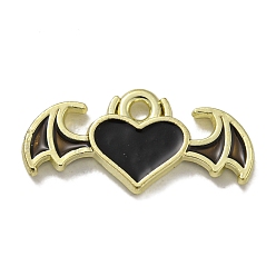 Золотой Стойки обшивки сплава эмали подвески, без свинца и без кадмия, сердце с крыльями, золотые, 9.5x20x2 мм, отверстие : 1.6 мм