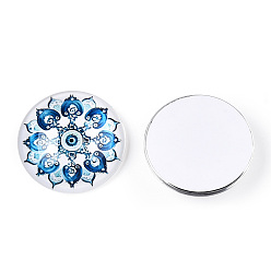 Разноцветный Кабошоны из стекла, полукруглый с калейдоскопом, красочный, 25x7.5 мм