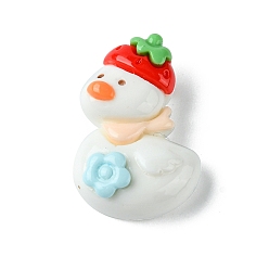 Красный Непрозрачные кабошоны из смолы, утка, красные, 23x15.5x7.5 мм