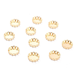 Золотой 304 Настройки нержавеющей стали кабошон, кружева края ободок чашки, плоско-круглые, золотые, 11x3 мм лоток: 10 мм