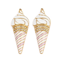 Белый 304 нержавеющей стальной эмали подвески, мороженое, реальный 18 k позолоченный, ионное покрытие (ip), белые, 42x16x5 мм, отверстие : 1 мм