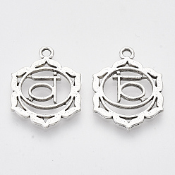 Свадхистана чакра Сплавочные подвески тибетского стиля, чакра, без кадмия и без свинца, свадхистану, 22.5x17.5x1.5 мм, Отверстие : 1.8 мм , около 588 шт / 1000 г