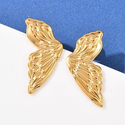 Настоящее золото 18K 304 серьги-гвоздики в форме крыльев бабочки из нержавеющей стали, ионное покрытие (ip), слева и справа, реальный 18 k позолоченный, 31.5x14.5 мм