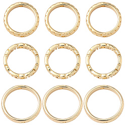 Настоящее золото 18K 18шт 3 стиль латунная рамка для бусин, без кадмия и без свинца, долговечный, стойки покрытие, плоско-круглые, реальный 18 k позолоченный, 10.5~12.5x2 мм, отверстие : 0.9~1 мм, 6 шт / стиль