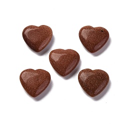 Камень с Пылевым Золотом Синтетические голдстоуновские шарики, половине просверлил, сердце, 11.5x12x4 мм, отверстие : 1 мм